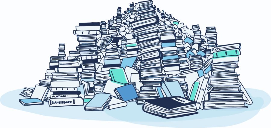 Giant piles of books